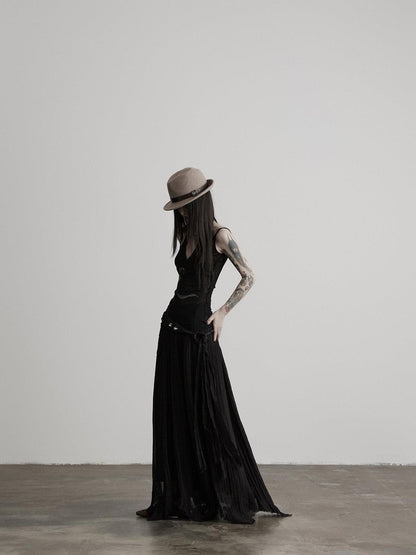 INDULGE Flowy Handmade Waist Tie Tassel Frayed Hem Women&