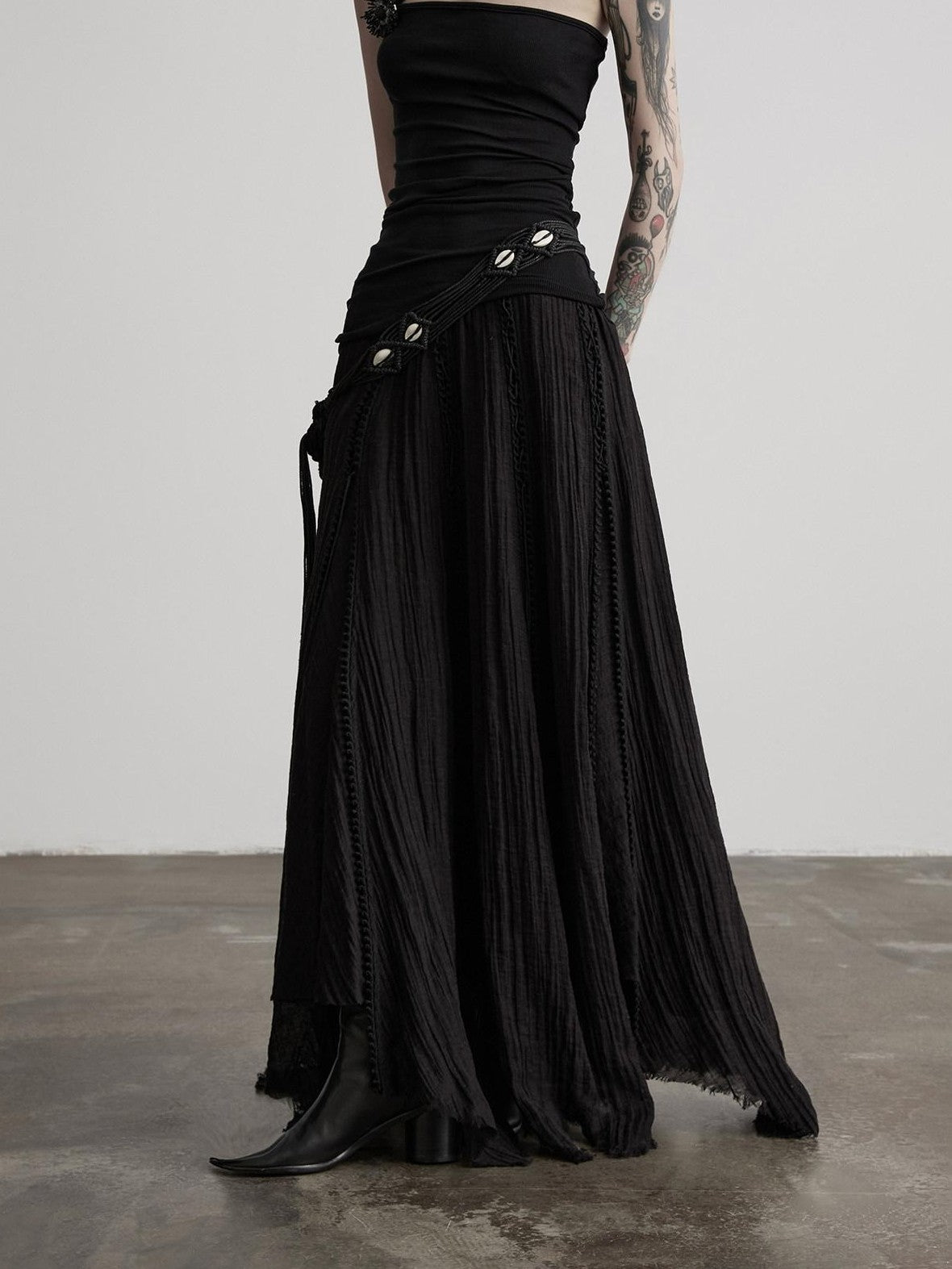 INDULGE Flowy Handmade Waist Tie Tassel Frayed Hem Women&