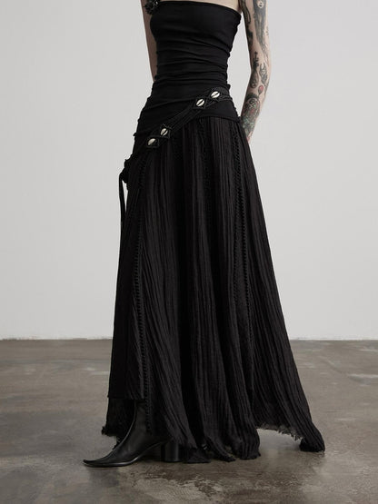 INDULGE Flowy Handmade Waist Tie Tassel Frayed Hem Women&