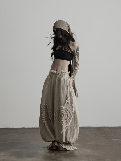 INDULGE Geometric 3d Cut Spiral Trim Drawstring Women&