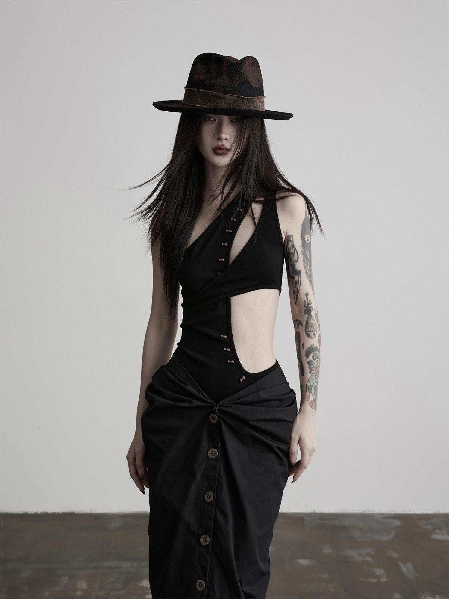 INDULGE Geometric Deconstructed Beaded Asymmetric Women&