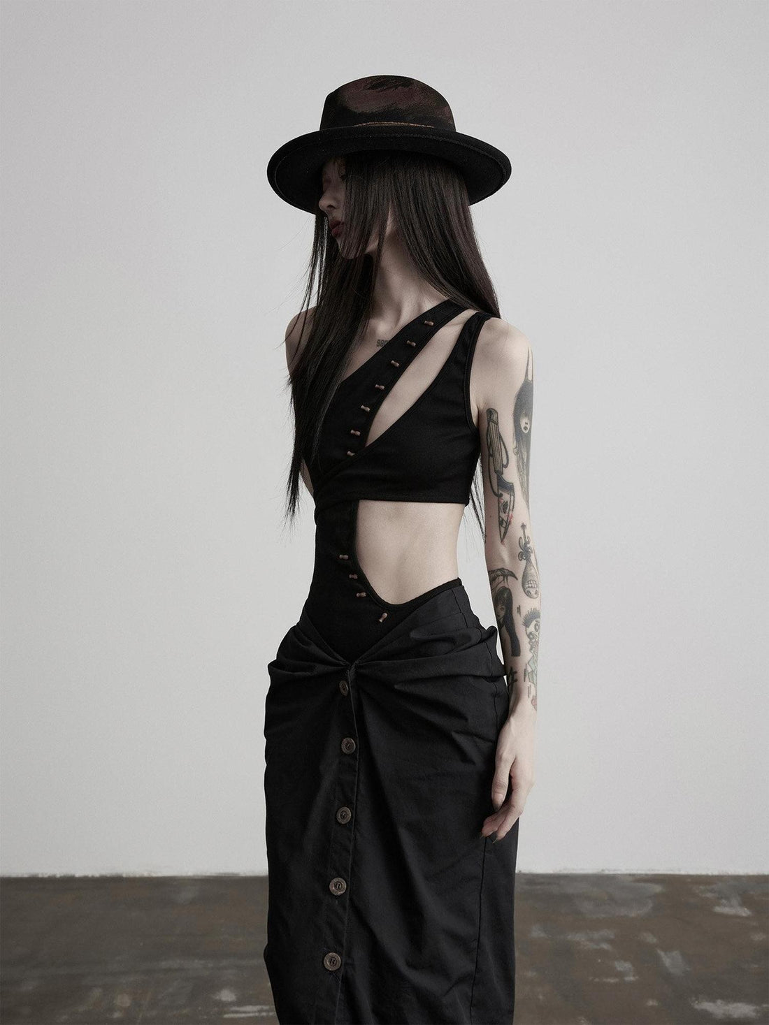 INDULGE Geometric Deconstructed Beaded Asymmetric Women&