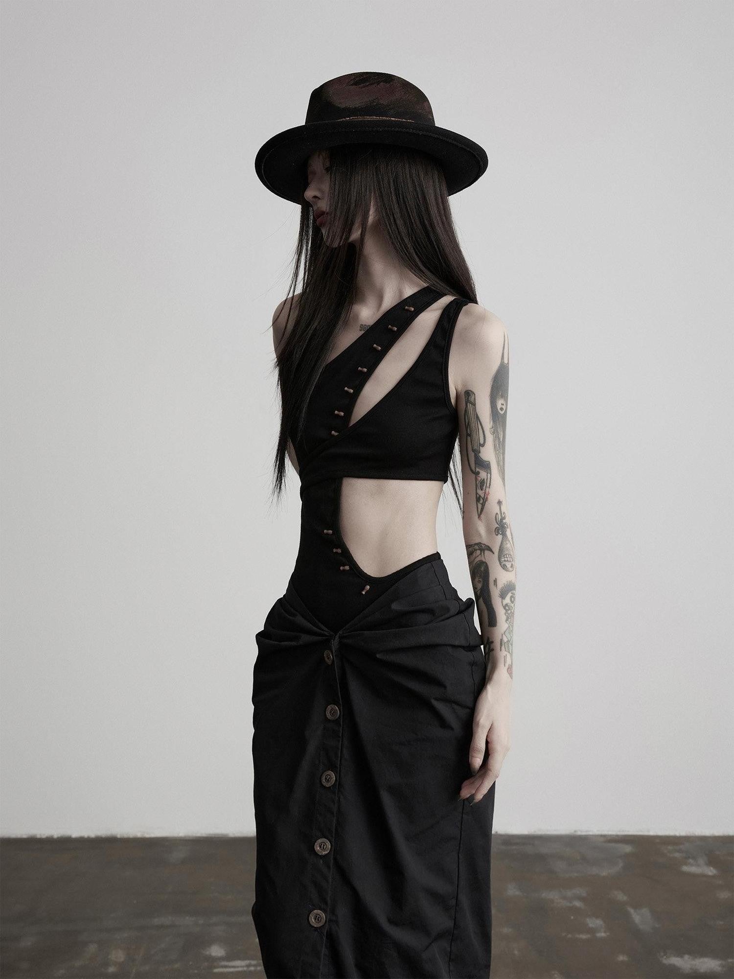 INDULGE Geometric Deconstructed Beaded Asymmetric Women&