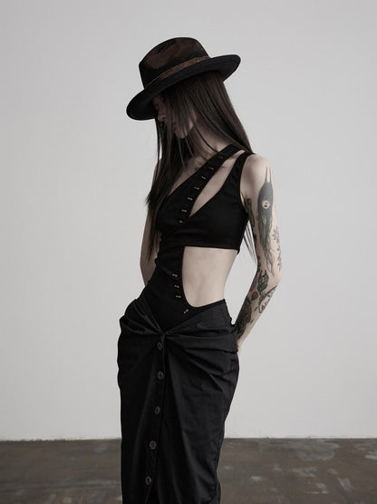 INDULGE Geometric Deconstructed Beaded Asymmetric Women&