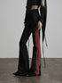 INDULGE Gothic Colorblock Patchwork Pocket Slim Waist Black Red Flare Pants