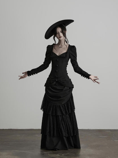 INDULGE Gothic Lace Embroidered Structured Waist Cinched Women&