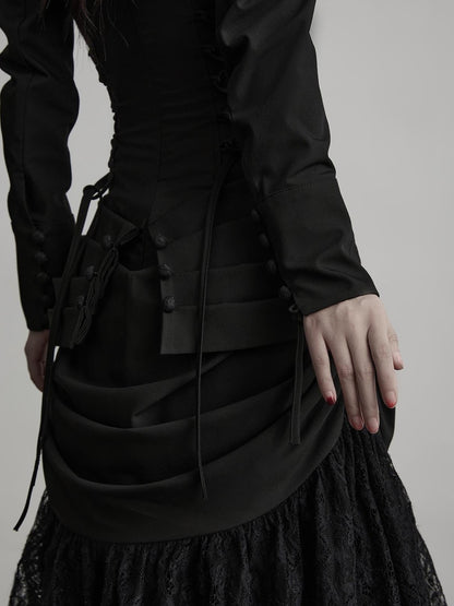 INDULGE Gothic Lace Embroidered Structured Waist Cinched Women&