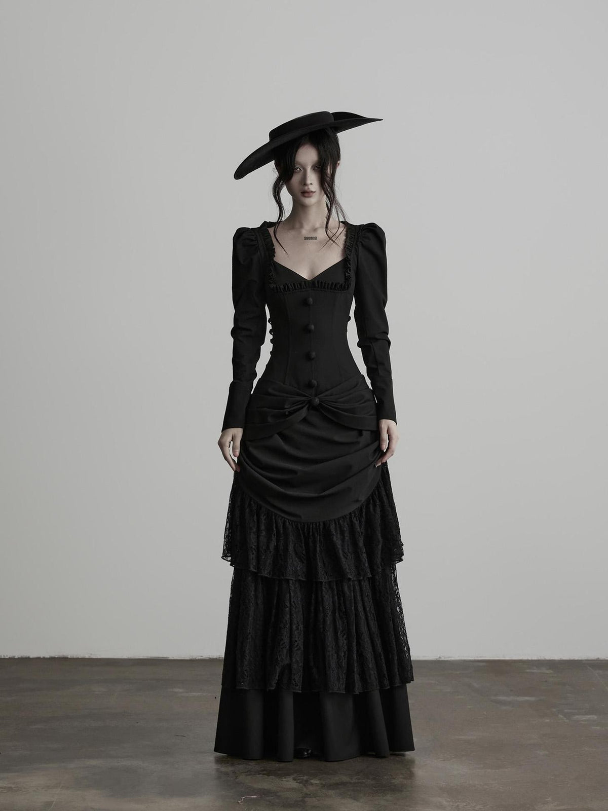 INDULGE Gothic Lace Embroidered Structured Waist Cinched Women&