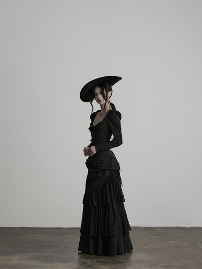INDULGE Gothic Lace Embroidered Structured Waist Cinched Women&