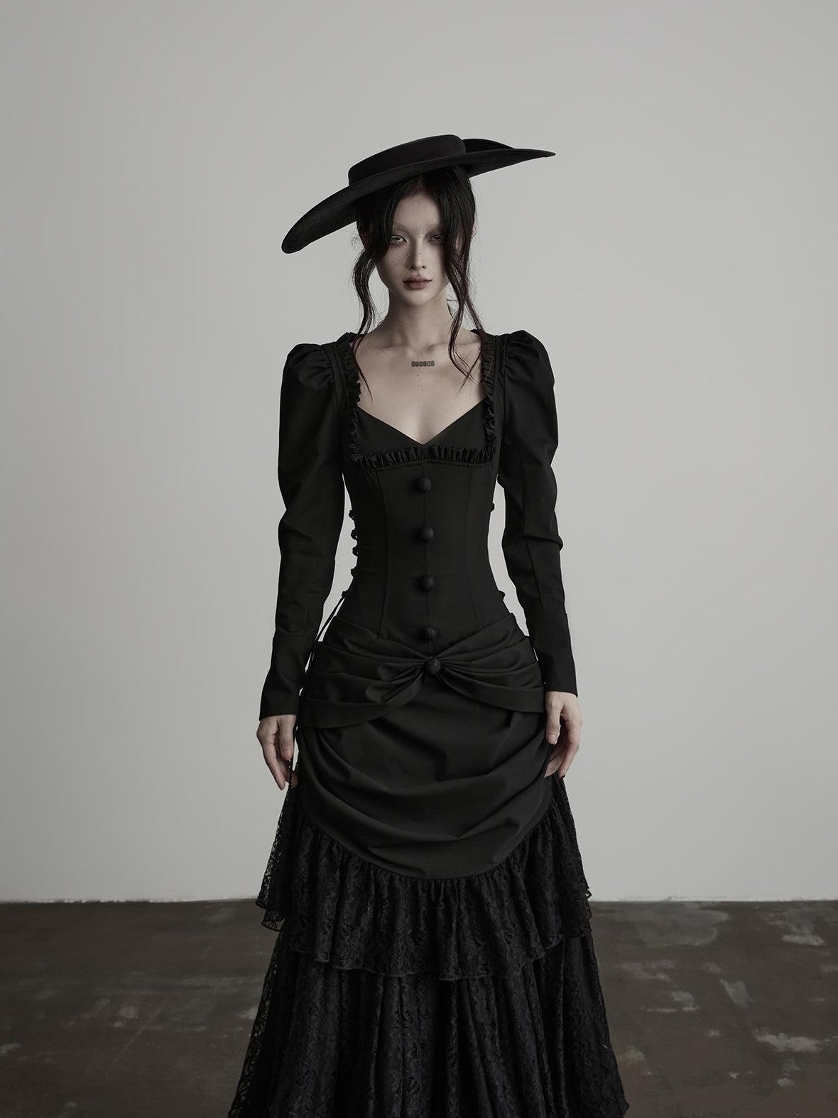 INDULGE Gothic Lace Embroidered Structured Waist Cinched Women&