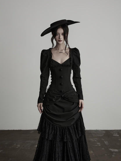 INDULGE Gothic Lace Embroidered Structured Waist Cinched Women&
