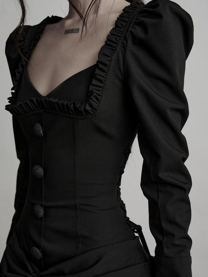 INDULGE Gothic Lace Embroidered Structured Waist Cinched Women&