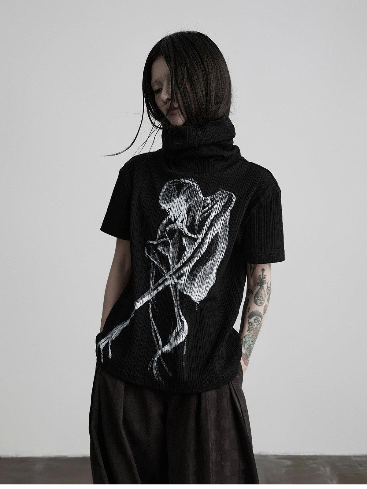 INDULGE Gothic Printed High Neck Relaxed Women&