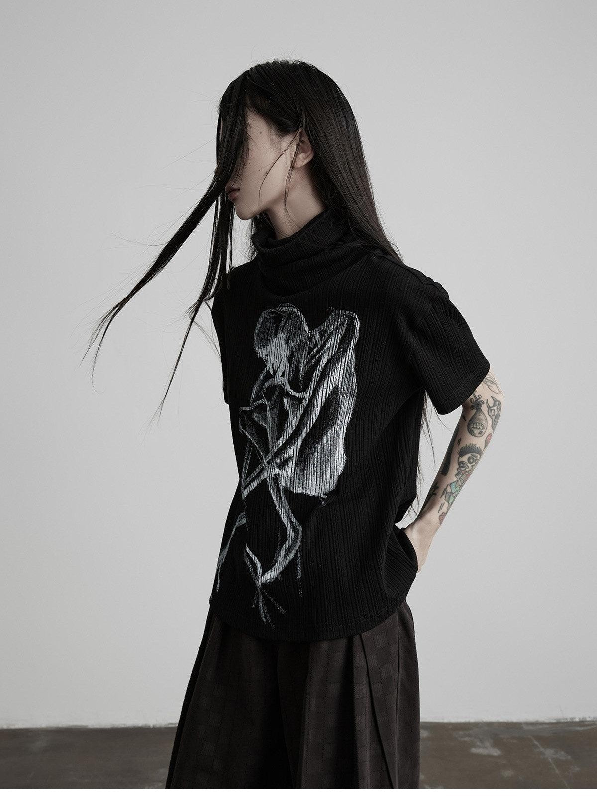 INDULGE Gothic Printed High Neck Relaxed Women&
