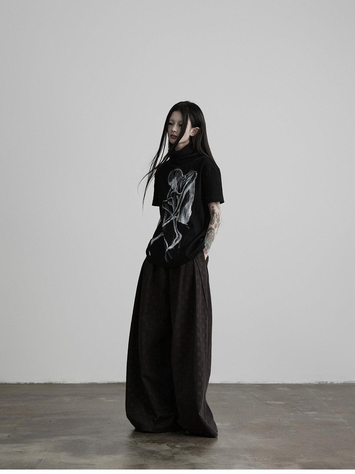 INDULGE Gothic Printed High Neck Relaxed Women&