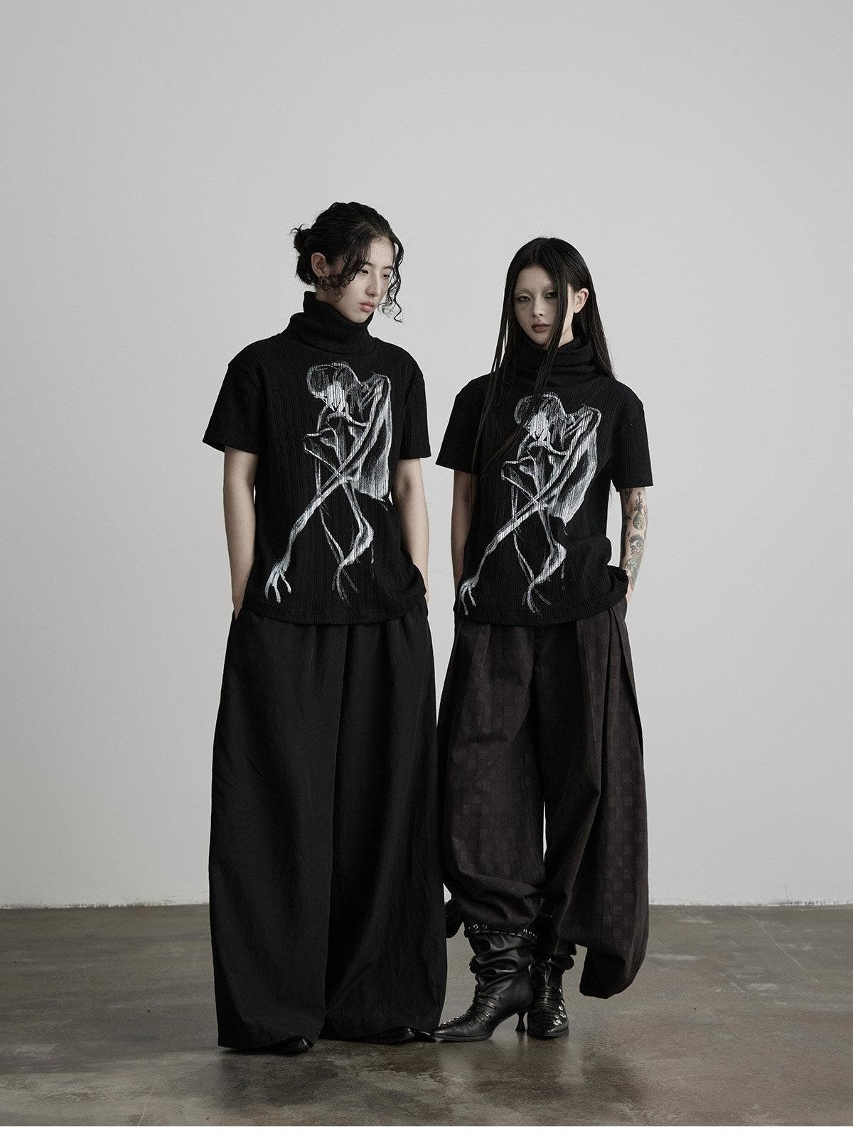 INDULGE Gothic Printed High Neck Relaxed Women&