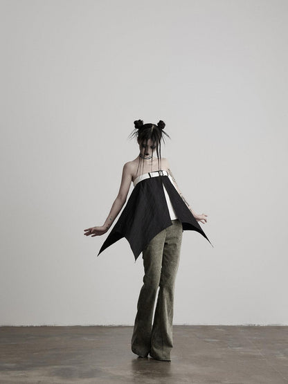 INDULGE Gray Deconstructed Crossover Patchwork Women&