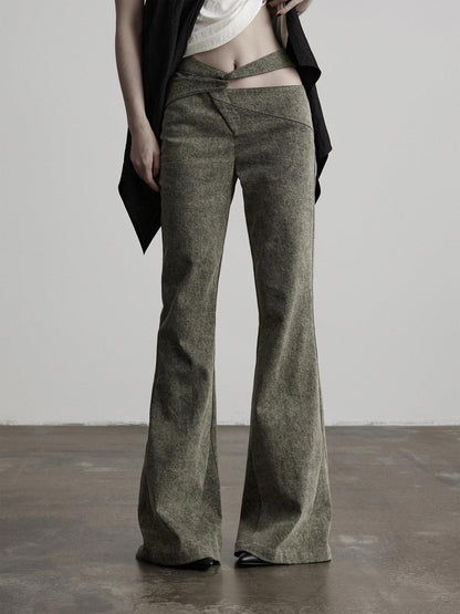 INDULGE Gray Deconstructed Crossover Patchwork Women&