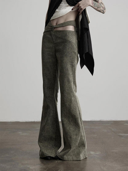 INDULGE Gray Deconstructed Crossover Patchwork Women&