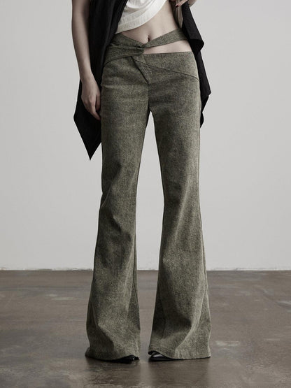 INDULGE Gray Deconstructed Crossover Patchwork Women&