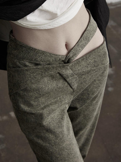 INDULGE Gray Deconstructed Crossover Patchwork Women&
