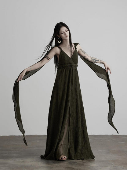 INDULGE Green Ribbon Tie Structured A Line Women&