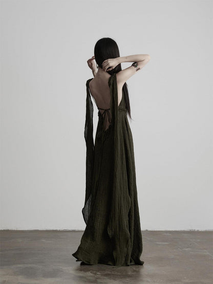 INDULGE Green Ribbon Tie Structured A Line Women&