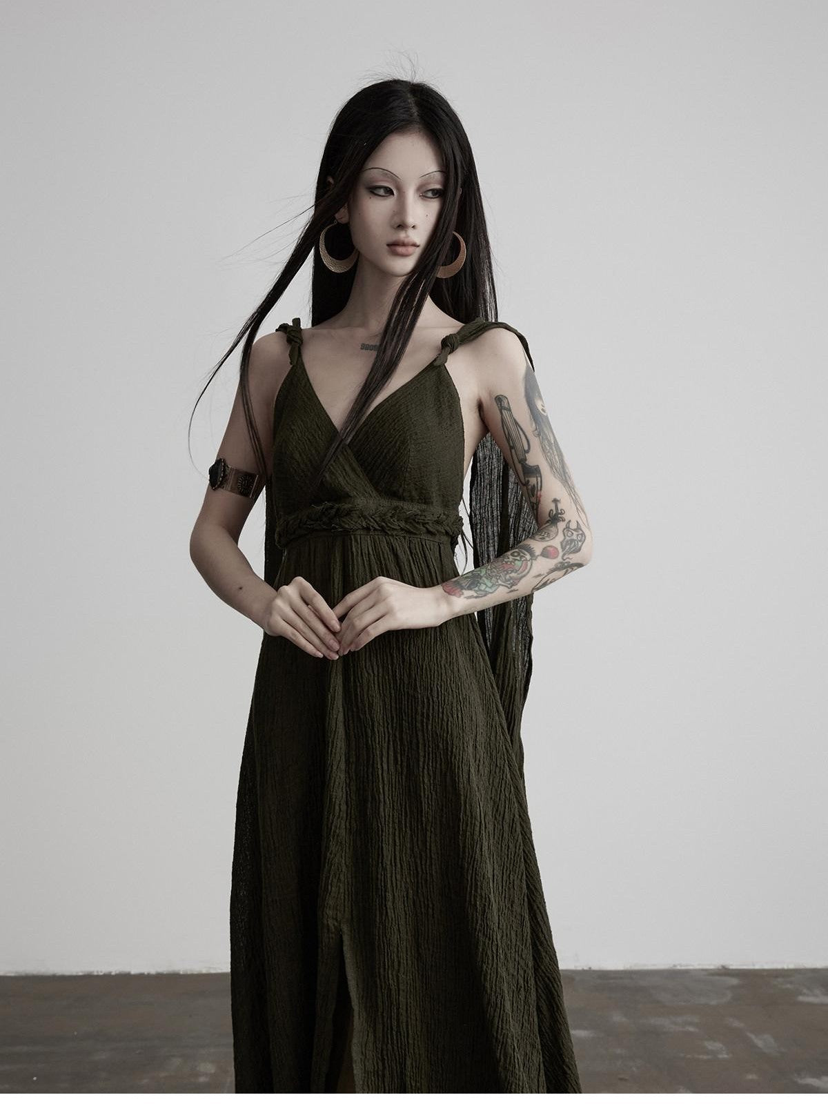 INDULGE Green Ribbon Tie Structured A Line Women&