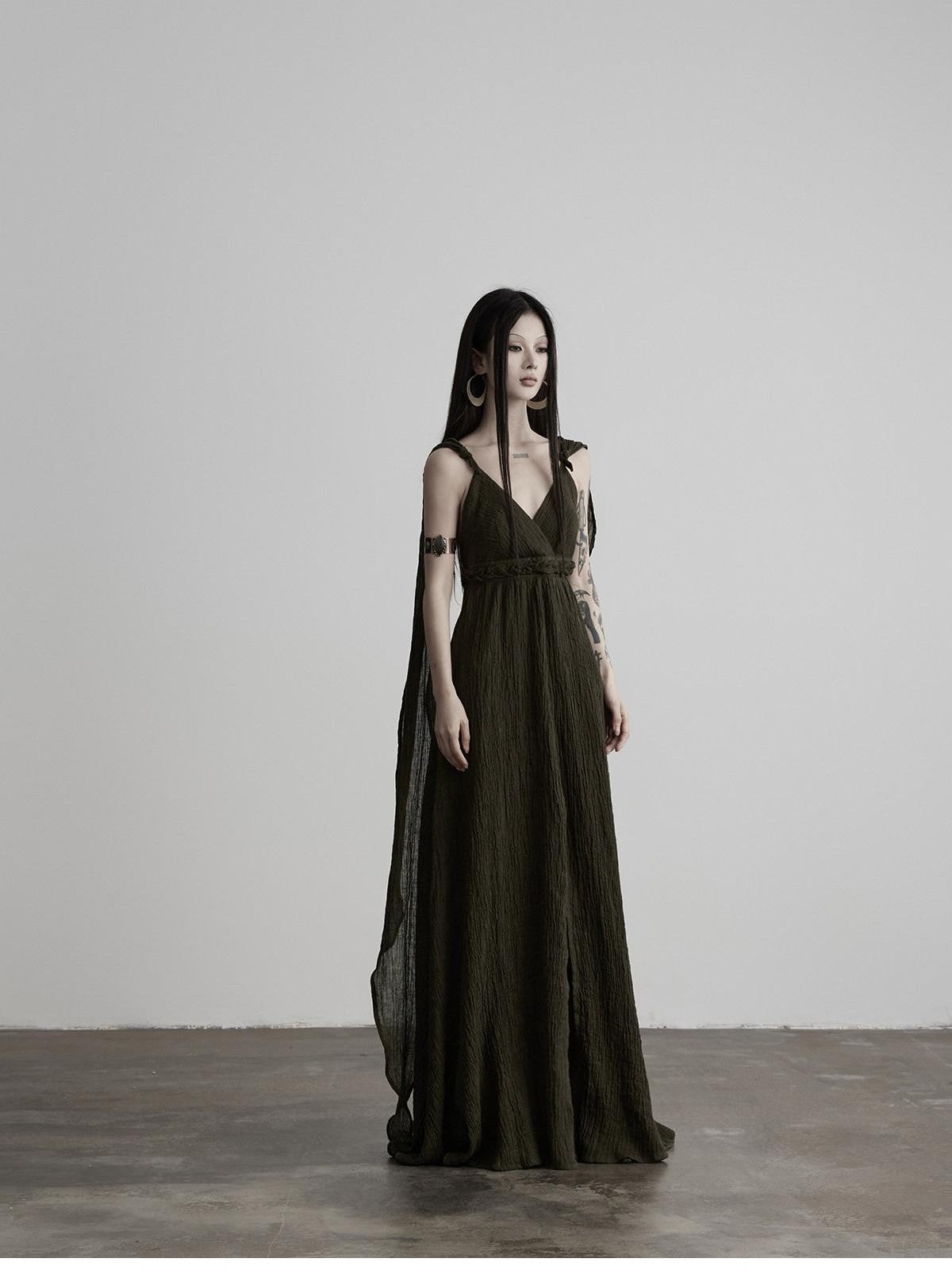 INDULGE Green Ribbon Tie Structured A Line Women&