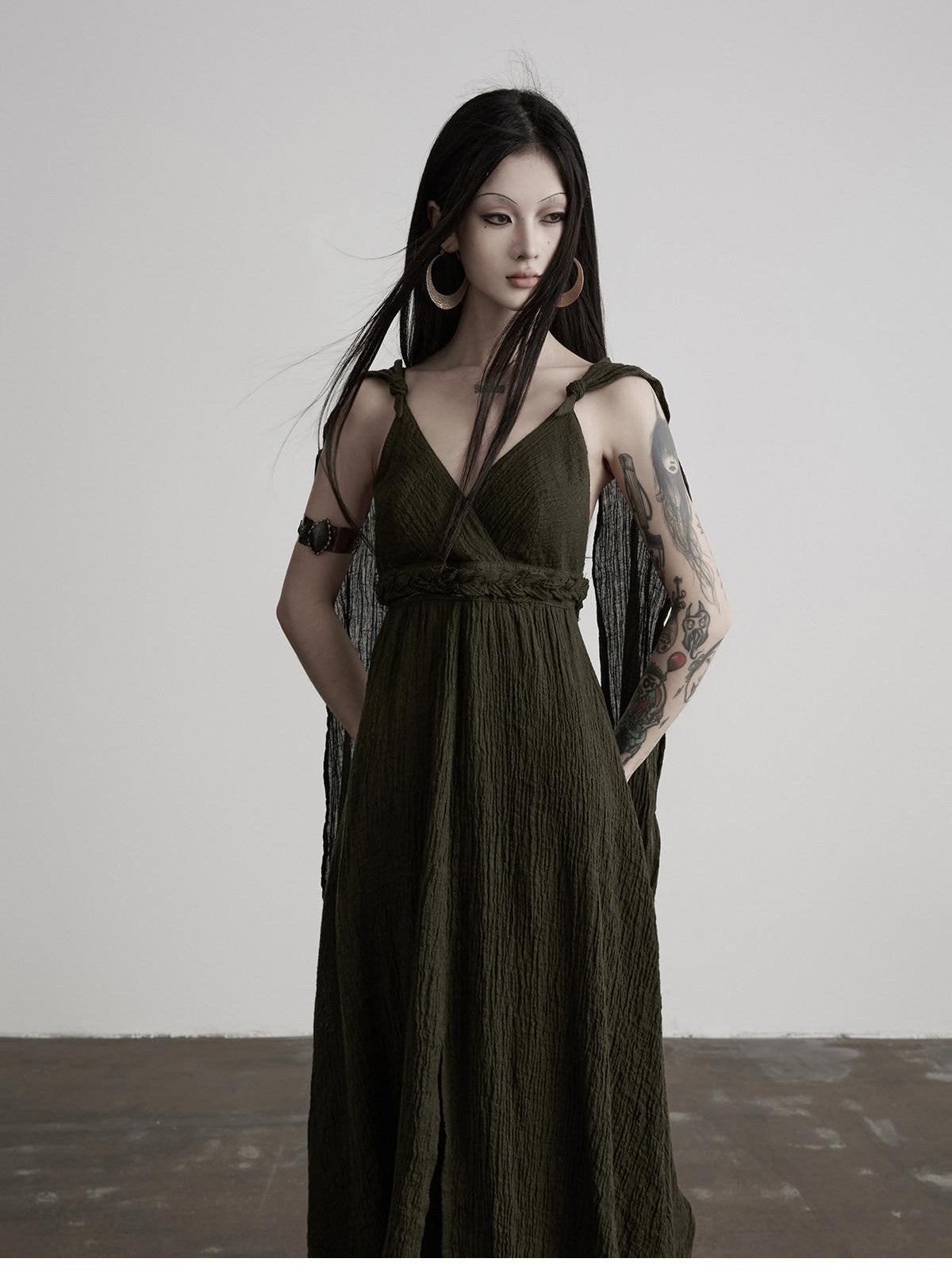 INDULGE Green Ribbon Tie Structured A Line Women&