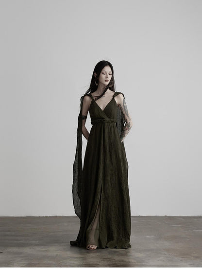 INDULGE Green Ribbon Tie Structured A Line Women&