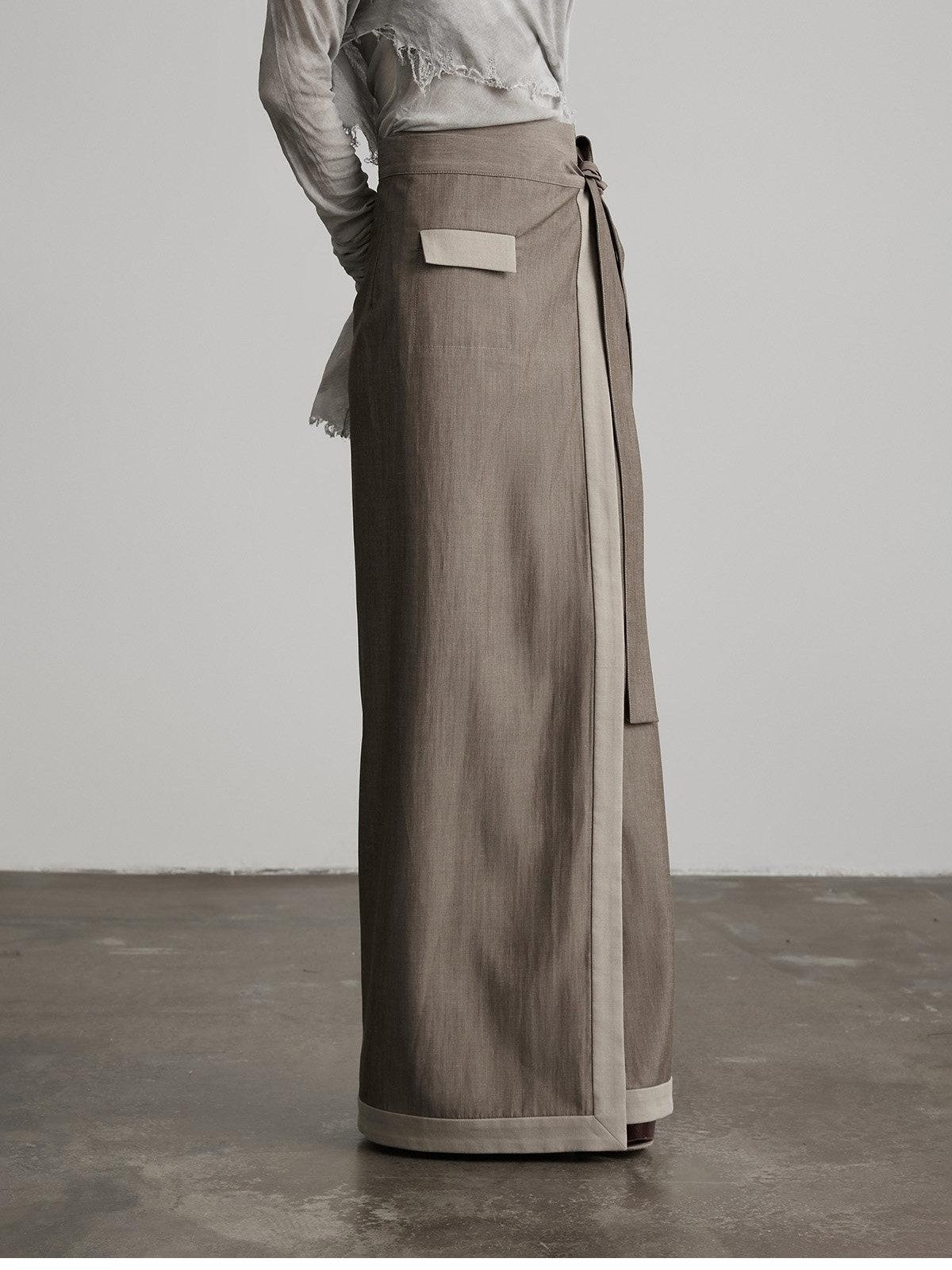 INDULGE Grey Green Wrap Tie H Straight Noniron Women&