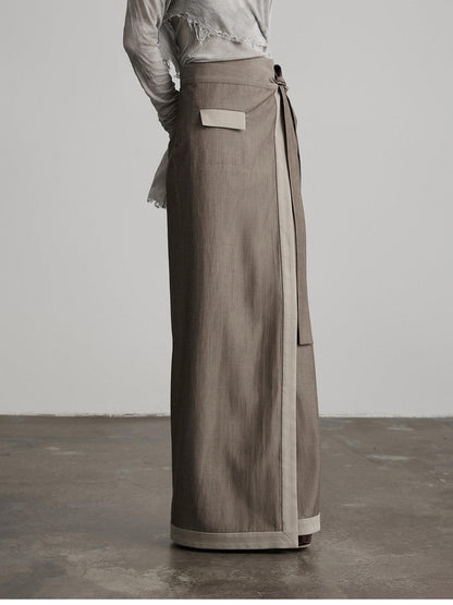 INDULGE Grey Green Wrap Tie H Straight Noniron Women&