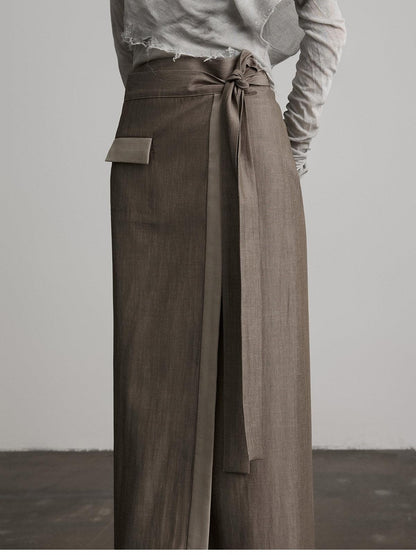 INDULGE Grey Green Wrap Tie H Straight Noniron Women&
