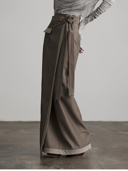 INDULGE Grey Green Wrap Tie H Straight Noniron Women&