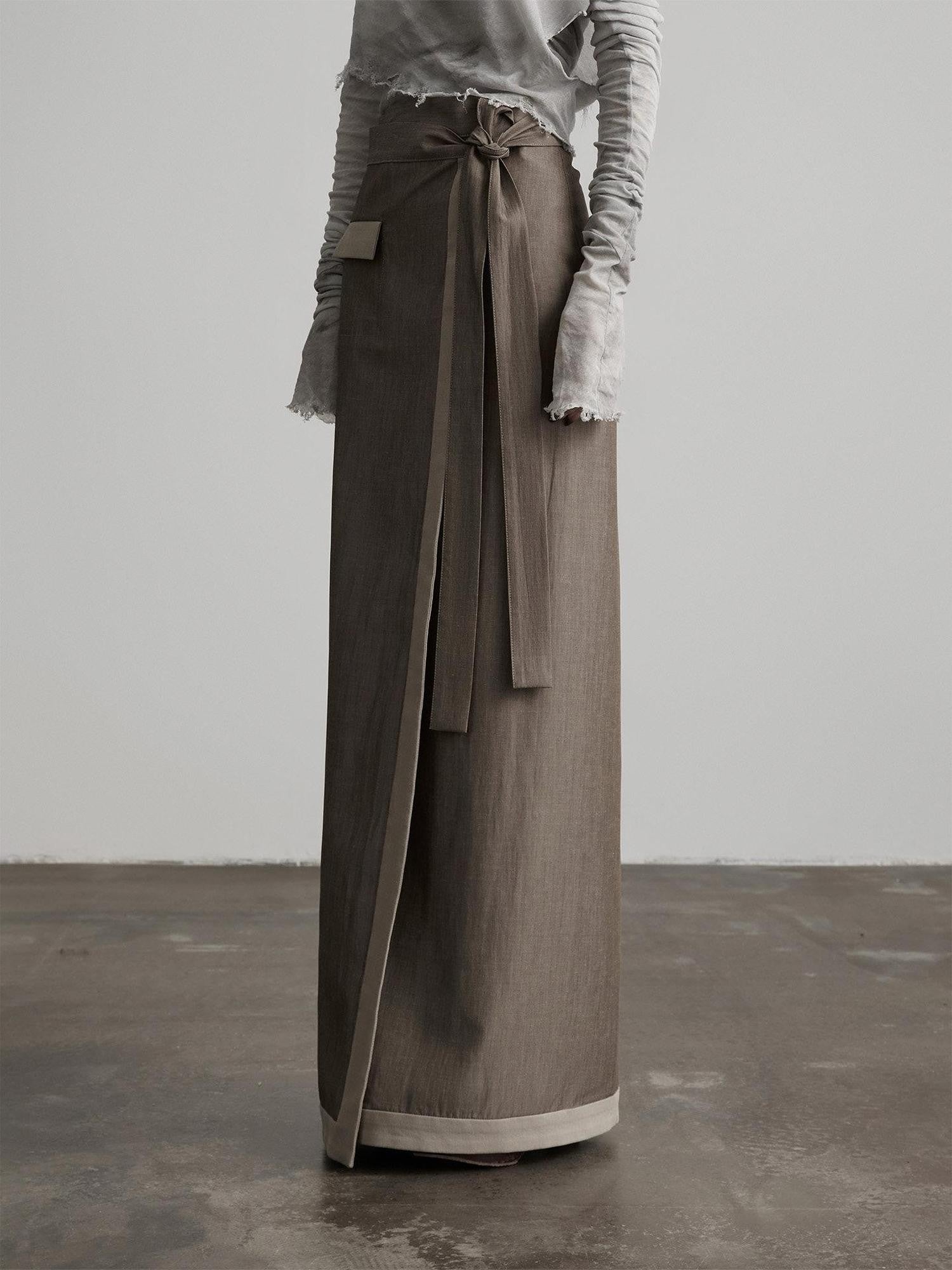 INDULGE Grey Green Wrap Tie H Straight Noniron Women&