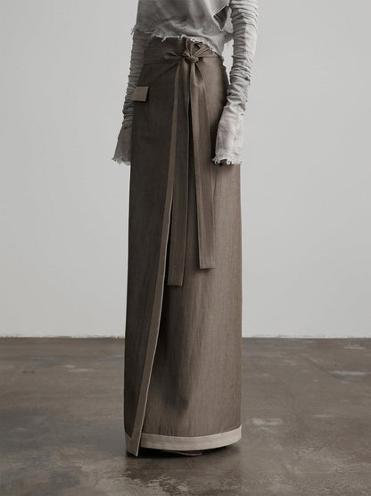 INDULGE Grey Green Wrap Tie H Straight Noniron Women&