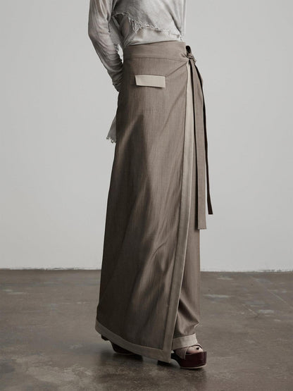 INDULGE Grey Green Wrap Tie H Straight Noniron Women&