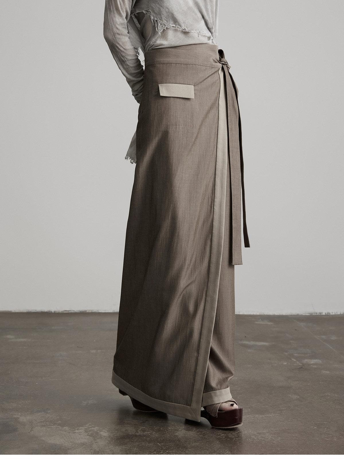 INDULGE Grey Green Wrap Tie H Straight Noniron Women&