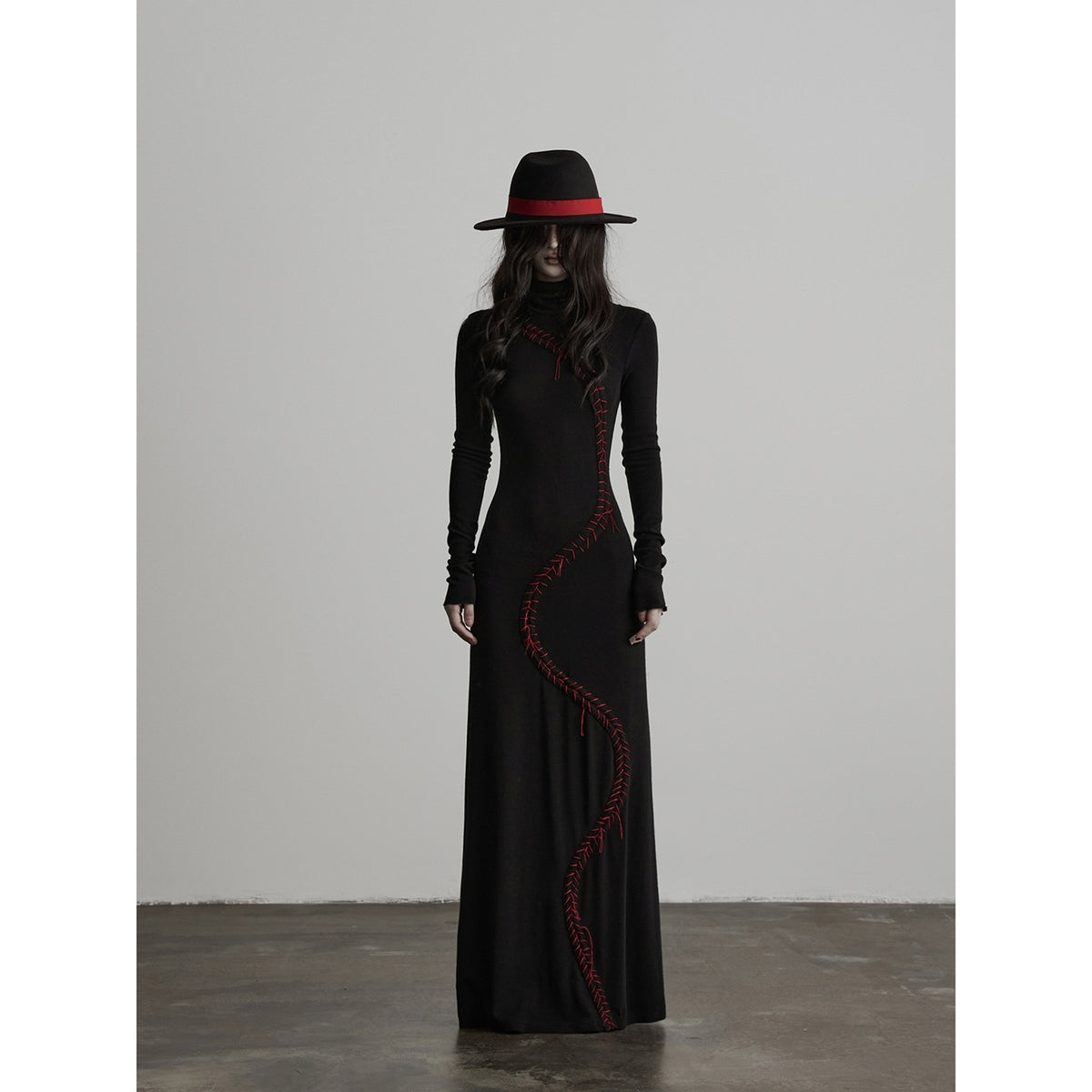 INDULGE_Hand_Stitched_Waist_Cinched_High_Neck_Long_Sleeve_Women&