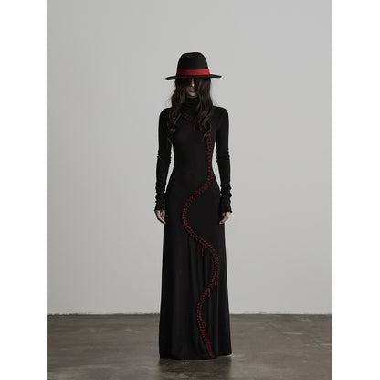 INDULGE_Hand_Stitched_Waist_Cinched_High_Neck_Long_Sleeve_Women&