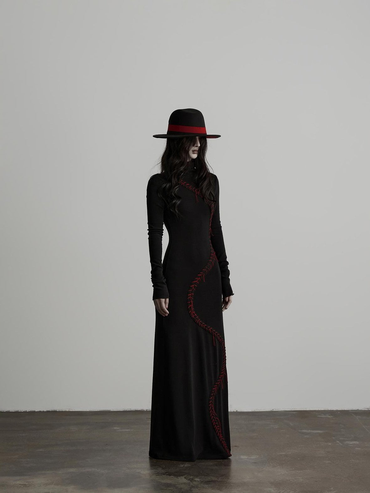 INDULGE Hand Stitched Waist Cinched High Neck Long Sleeve Women&