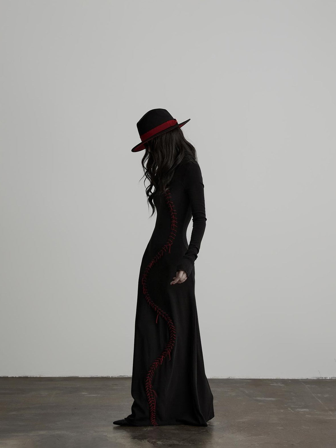 INDULGE Hand Stitched Waist Cinched High Neck Long Sleeve Women&
