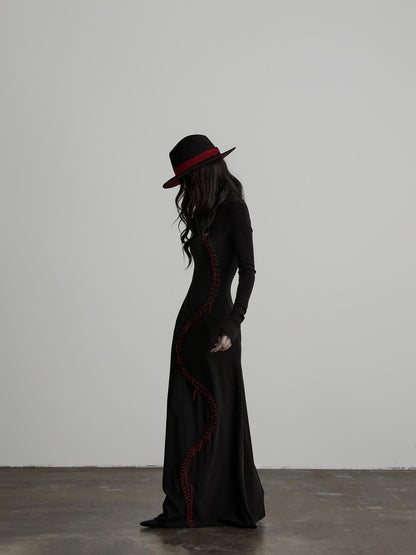 INDULGE Hand Stitched Waist Cinched High Neck Long Sleeve Women&