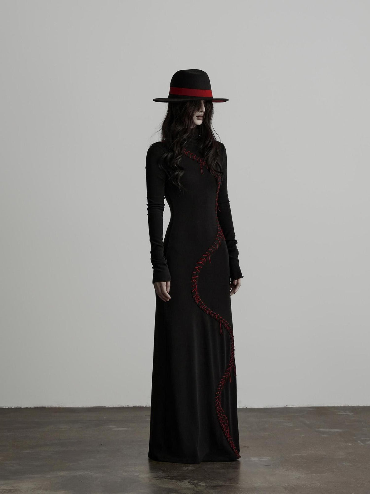 INDULGE Hand Stitched Waist Cinched High Neck Long Sleeve Women&