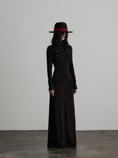INDULGE Hand Stitched Waist Cinched High Neck Long Sleeve Women&