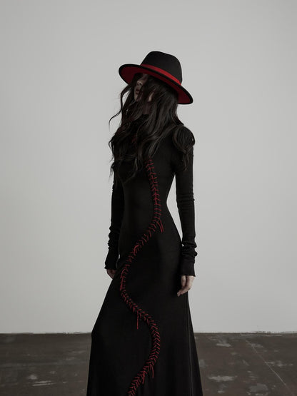 INDULGE Hand Stitched Waist Cinched High Neck Long Sleeve Women&