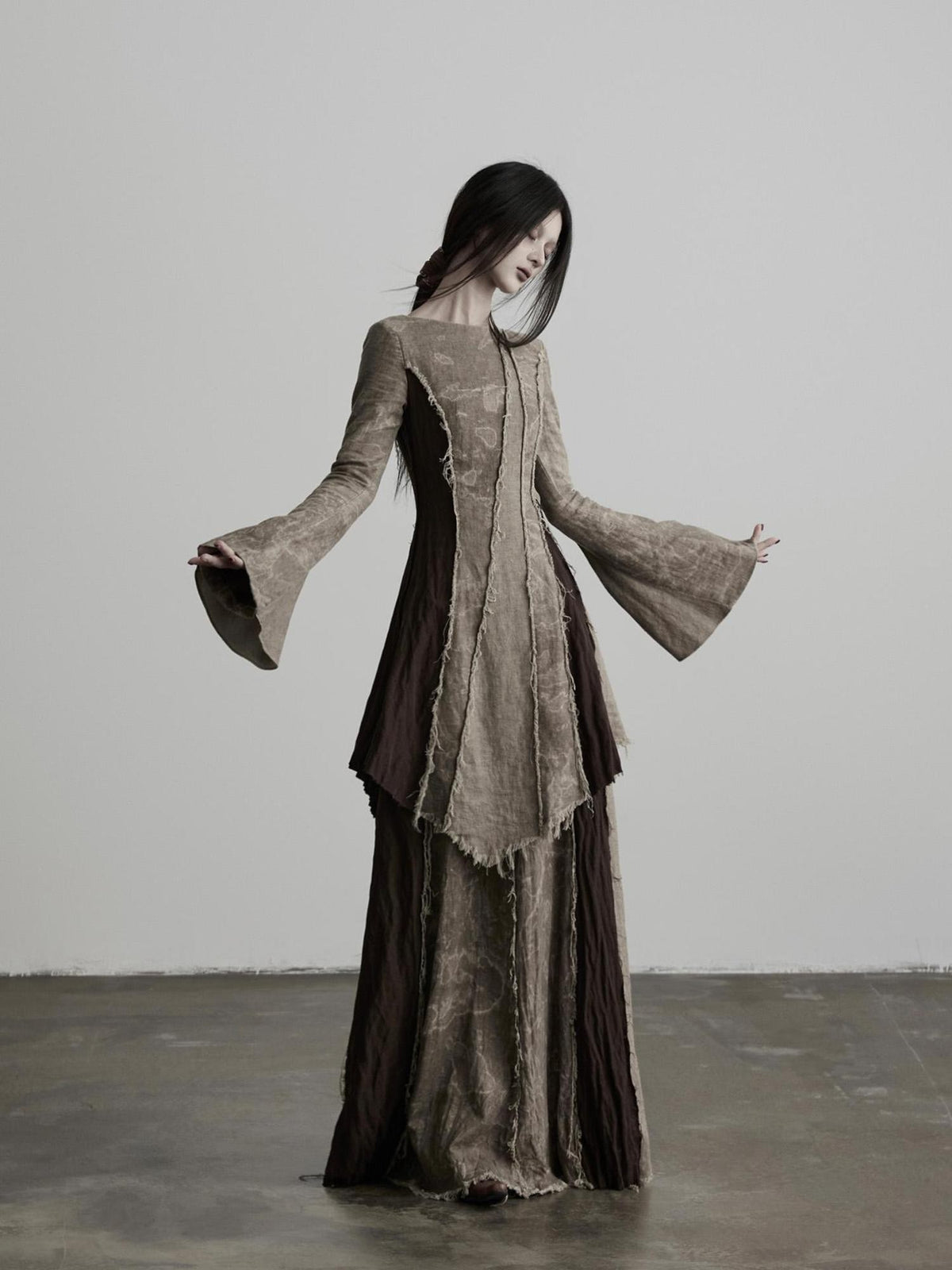 INDULGE Handmade Dyed Raw Edge Linen A Line Women&