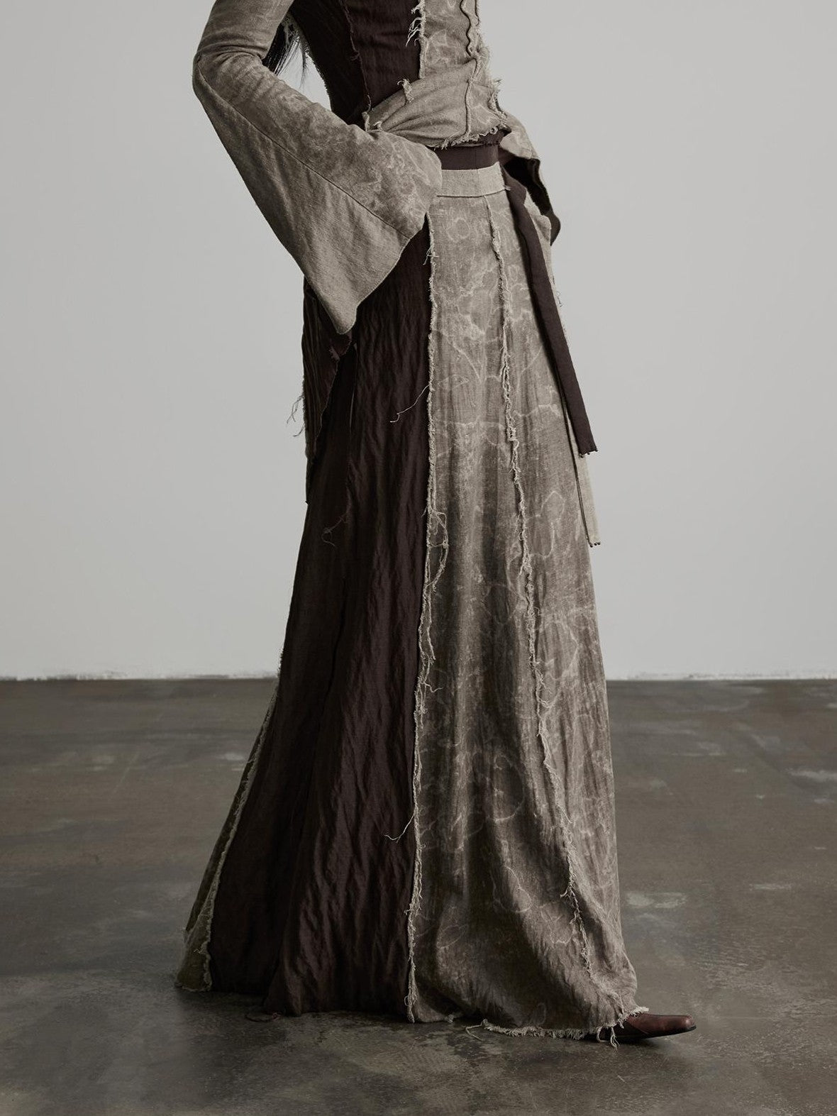 INDULGE Handmade Dyed Raw Edge Linen A Line Women&