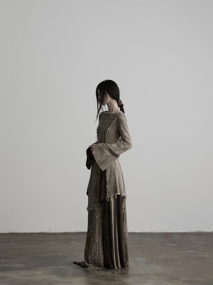 INDULGE Handmade Dyed Raw Edge Linen A Line Women&